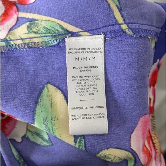 N NATORI Island Fleur-Printed Matte Satin Robe Size Medium - Picture 7 of 7